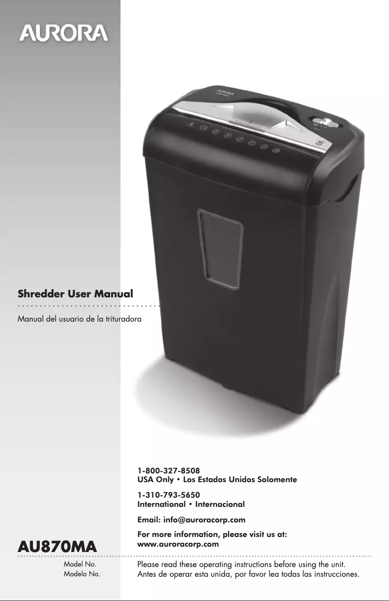 First page image of the manual for AU870MA