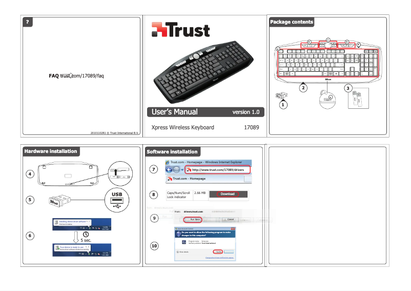 Page 1 of the manual User Manual Trust Xpress Wireless Keyboard