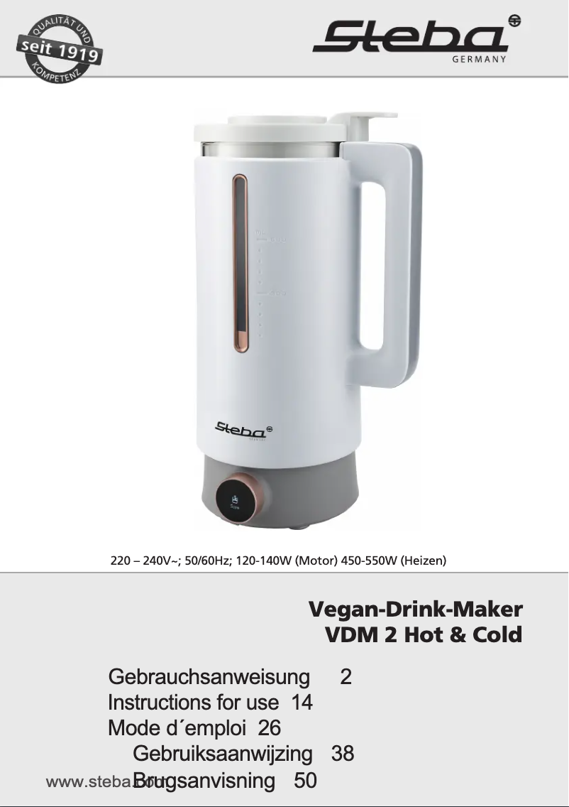 Page 1 of the manual User Manual Steba VDM 2 Hot & Cold