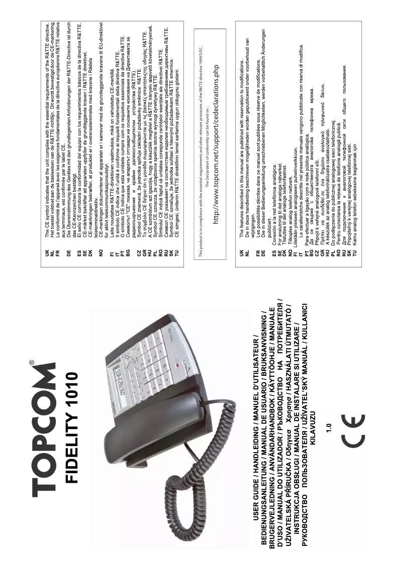 Page 1 of the manual User Manual Topcom Fidelity 1010