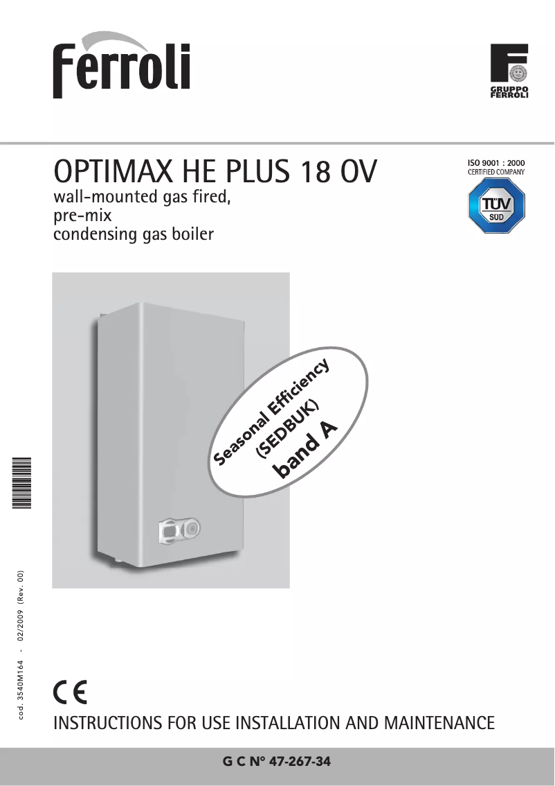 Page 1 of the manual User Manual Ferroli Optimax HE Plus 18 OV