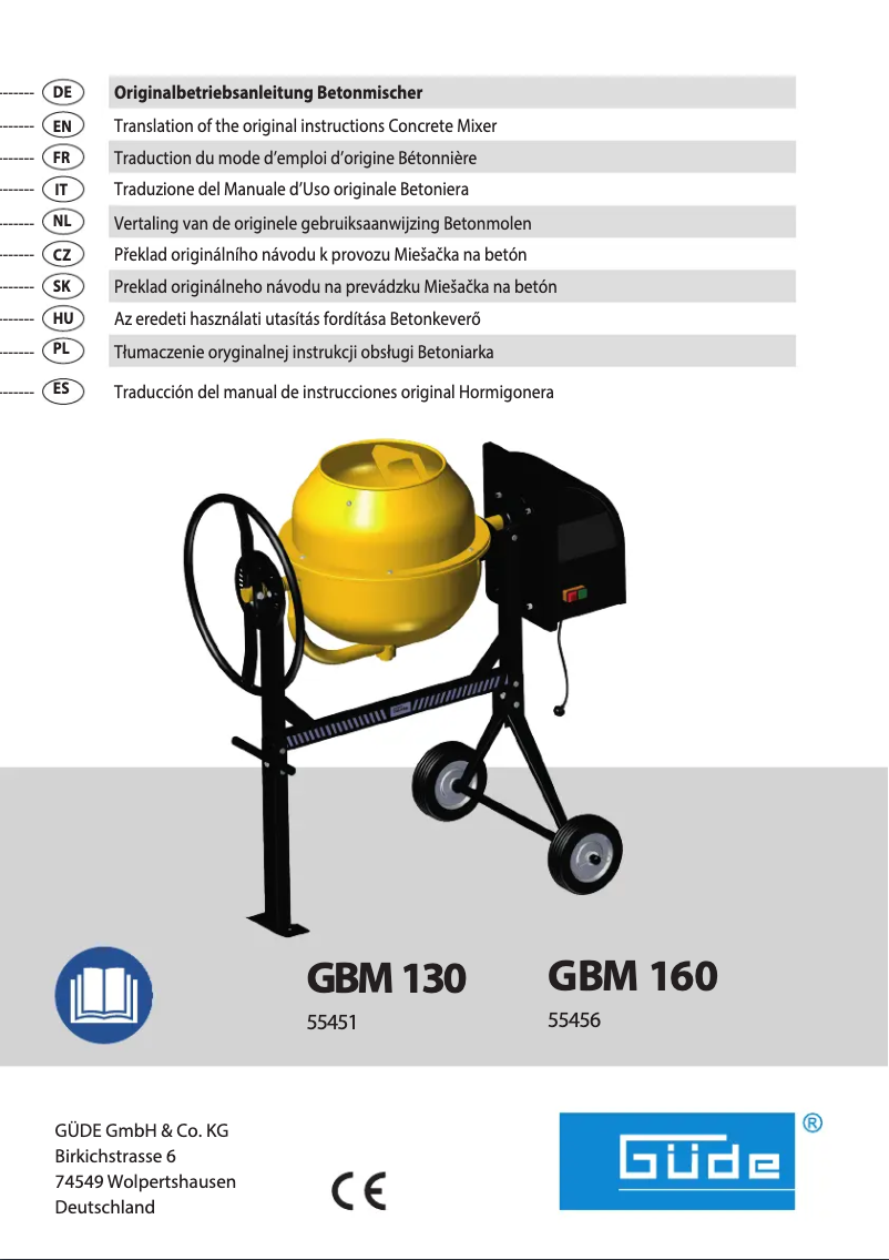 First page image of the manual for GBM 160