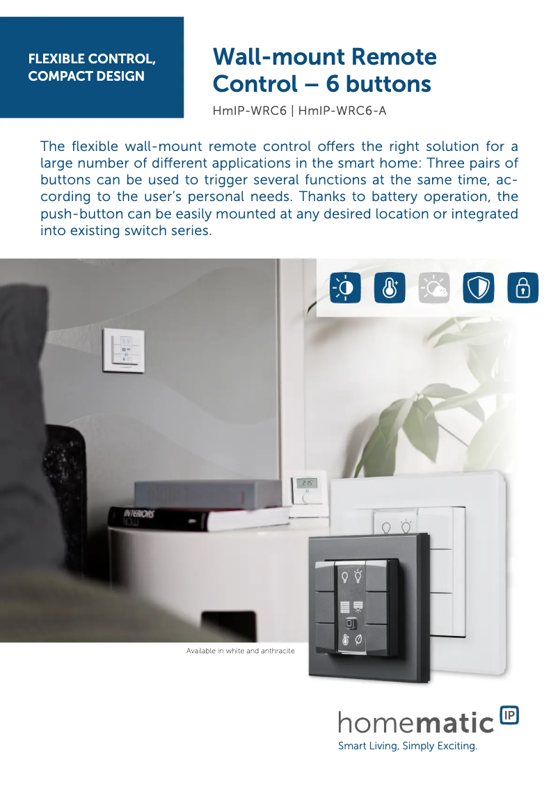 Page 1 of the manual Technical Sheet Homematic IP HmIP-WRC6-A