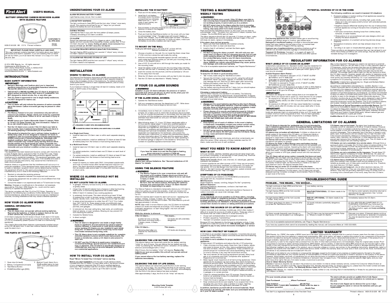 Page 1 of the manual User Manual First Alert CO400