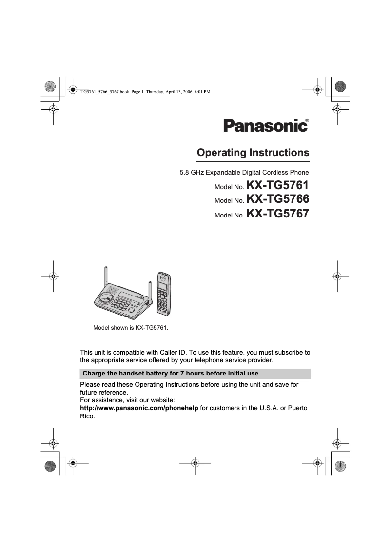 Page 1 of the manual User Manual Panasonic KX-TG5766
