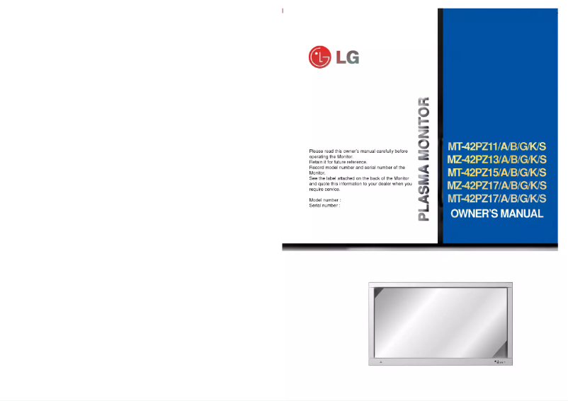 First page image of the manual for MZ-42PZ13B