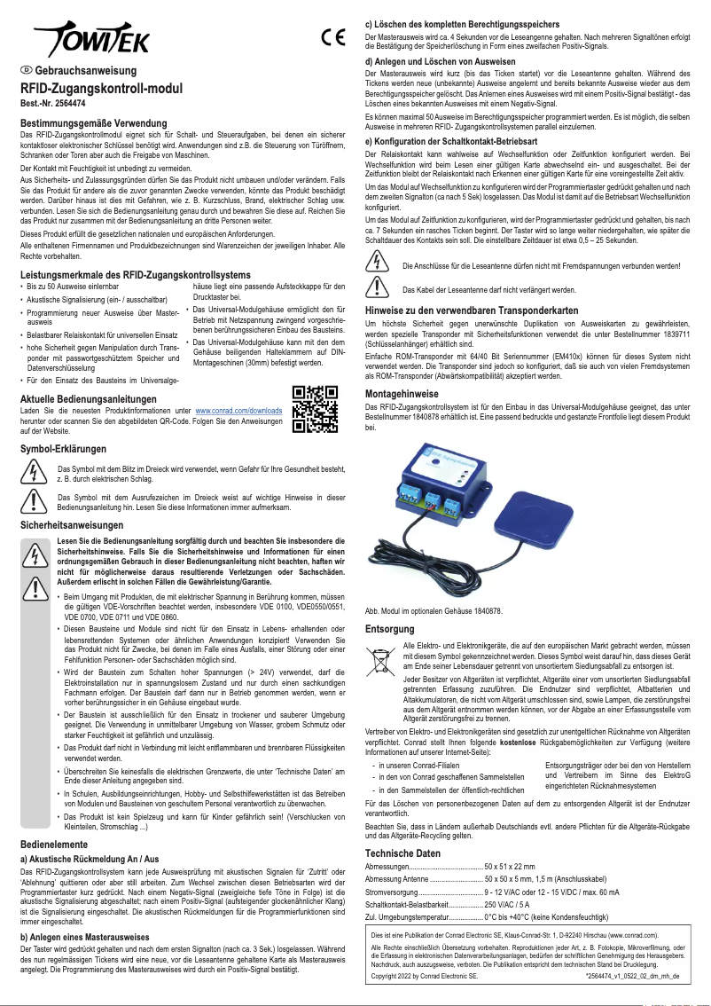 Page 1 of the manual User Manual TowiTek TWT2008