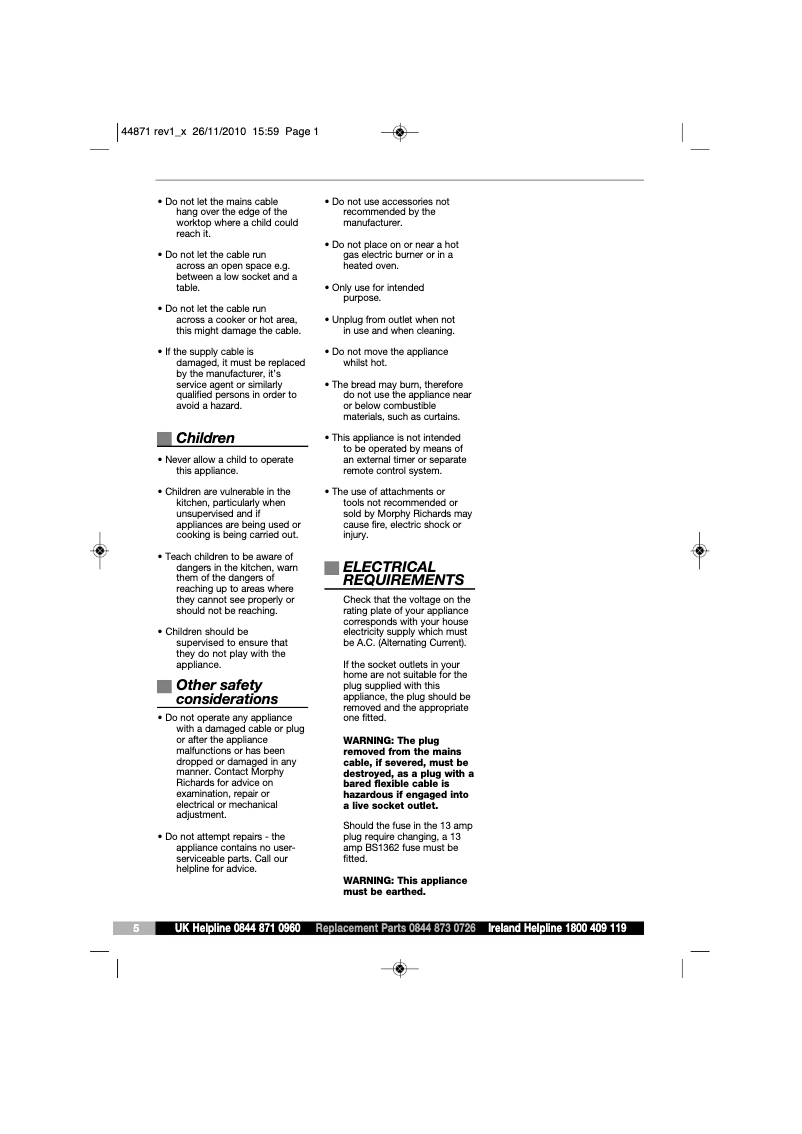 First page image of the manual for 44871