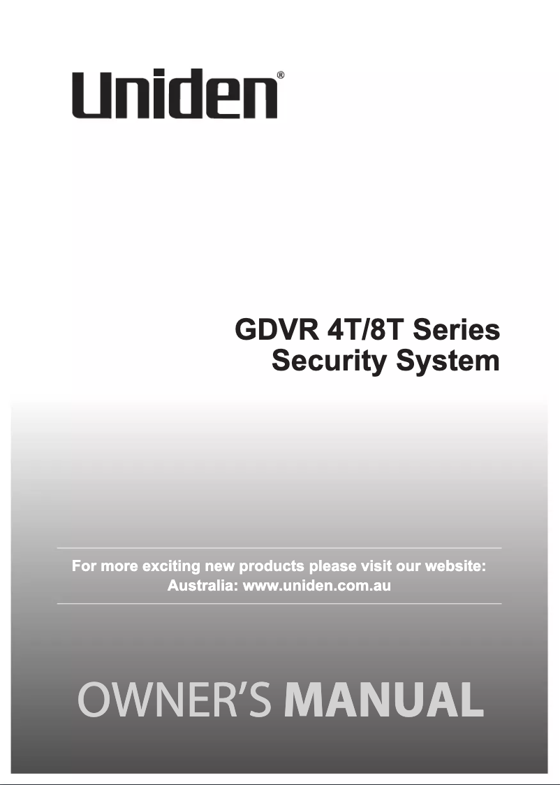 Page 1 of the manual User Manual Uniden GDVR8T80