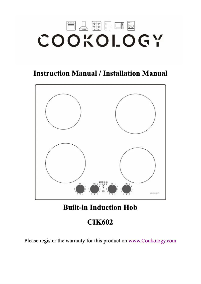 Page 1 of the manual User Manual Cookology CIK602