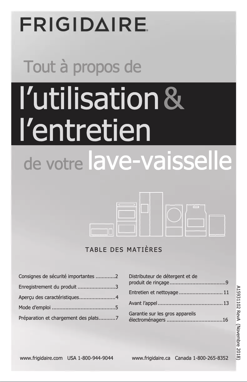 First page image of the manual for FFBD1831US