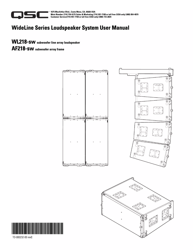 First page image of the manual for Wideline WL218-sw