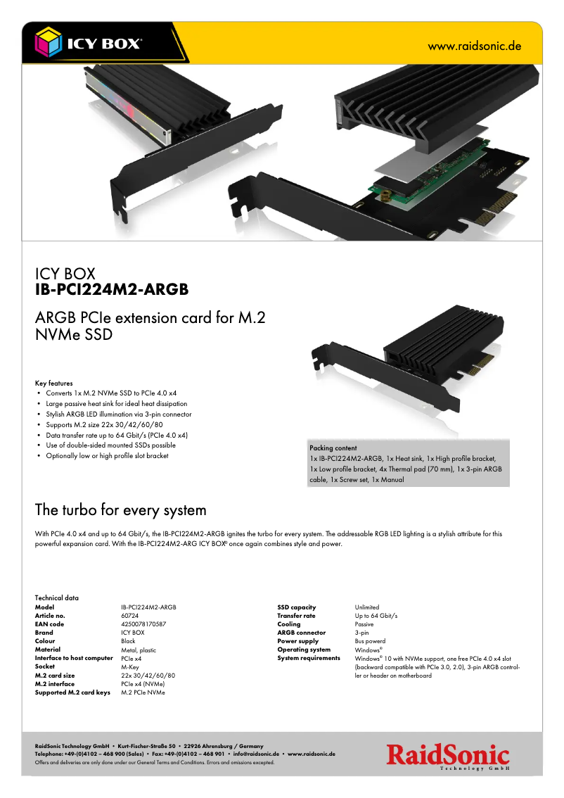 First page image of the manual for IB-PCI224M2-ARGB