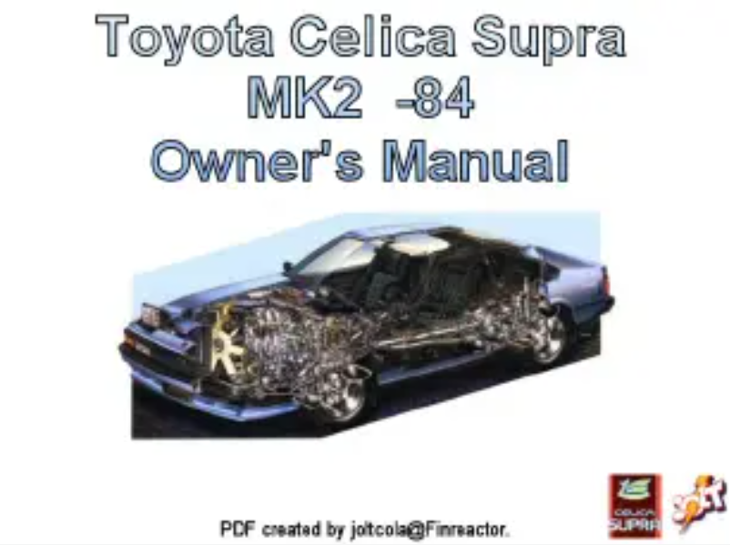 Page 1 of the manual User Manual Toyota Celica Supra (1984)