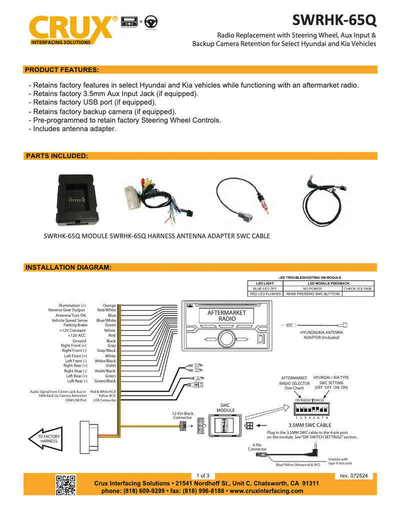 Page 1 of the manual User Manual CRUX SWRHK-65Q