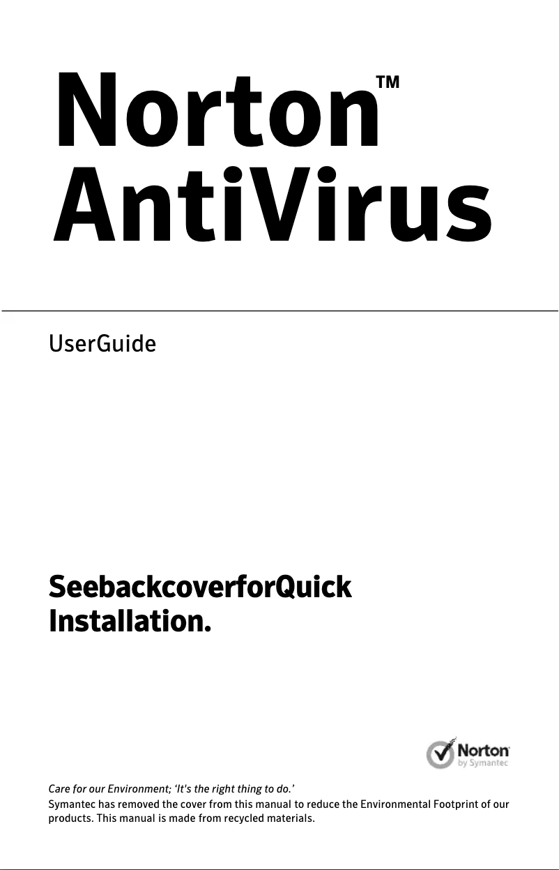 Page 1 of the manual User Manual Symantec - Norton AntiVirus 2013