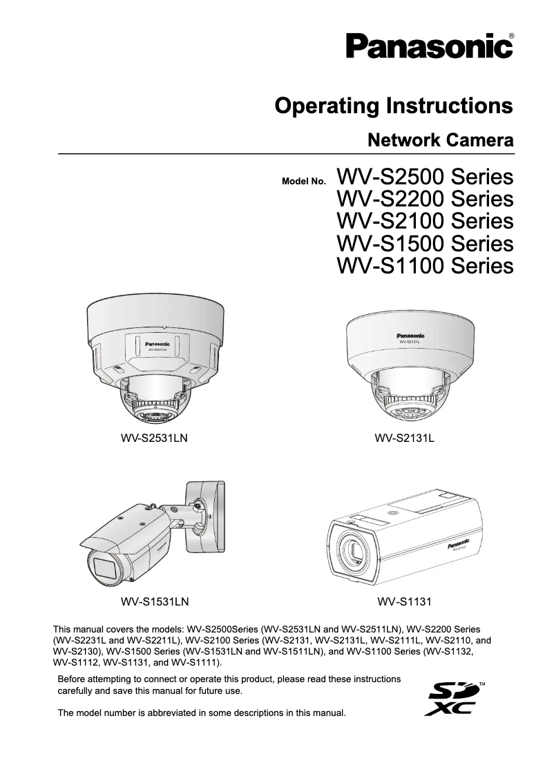 Page 1 of the manual User Manual Panasonic WV-S1111