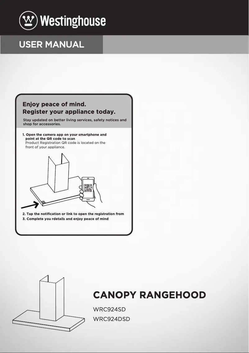 Page 1 of the manual User Manual Westinghouse WRC924DSD