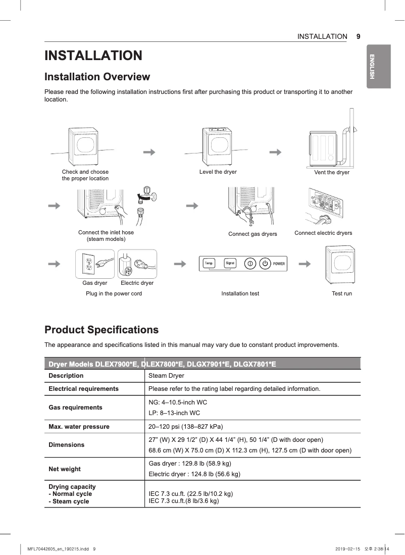First page image of the manual for DLEX7900BE