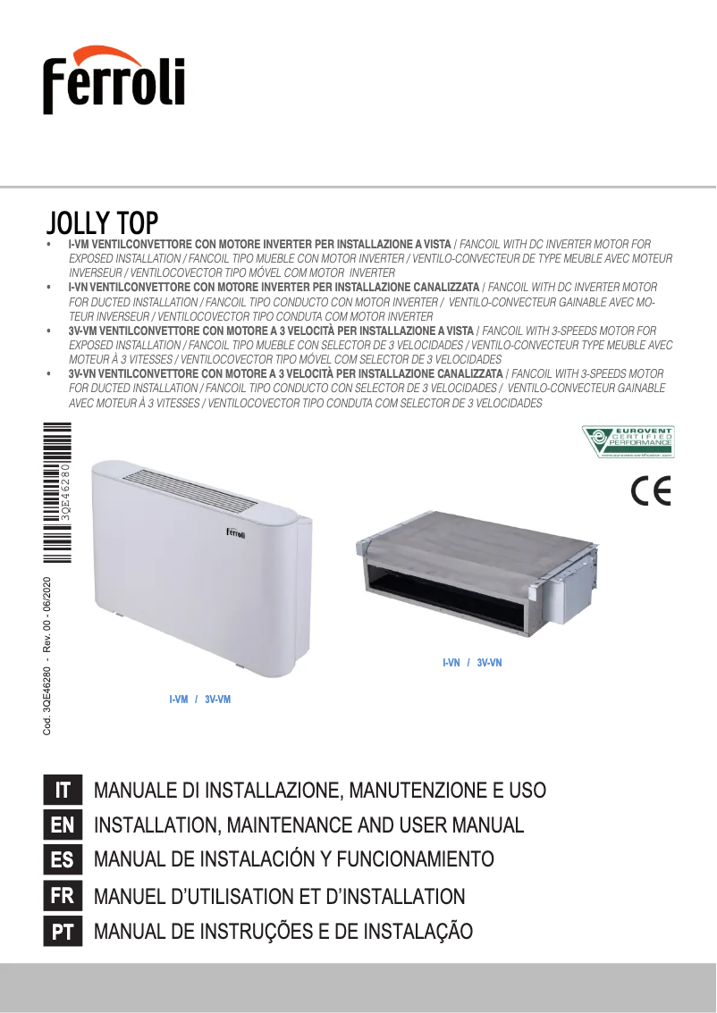First page image of the manual for Jolly Top