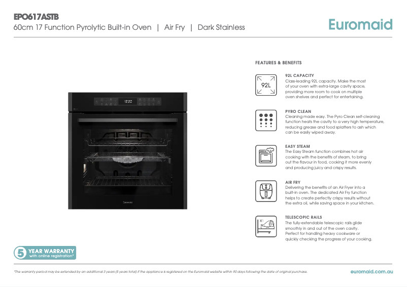 Page 1 of the manual Technical Sheet Euromaid EPO617ASTB