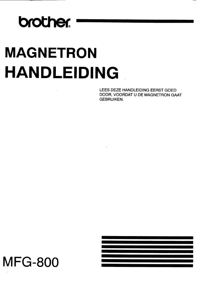 First page image of the manual for MFG-800