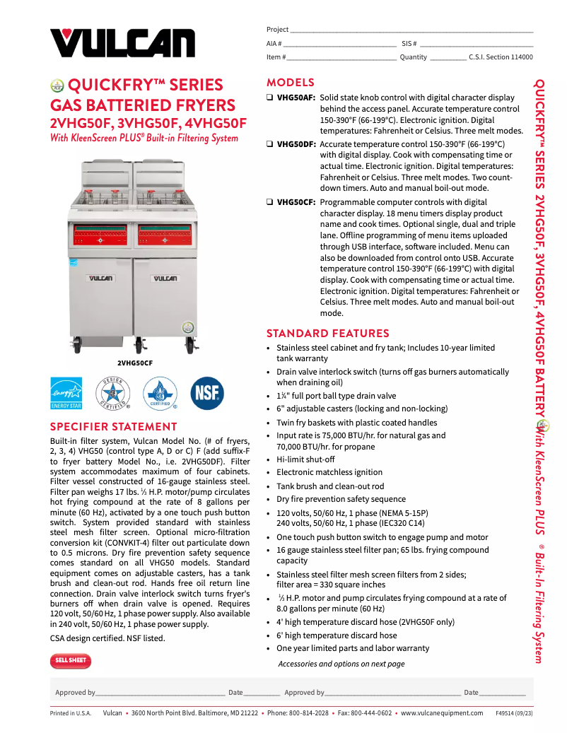 First page image of the manual for VHG50