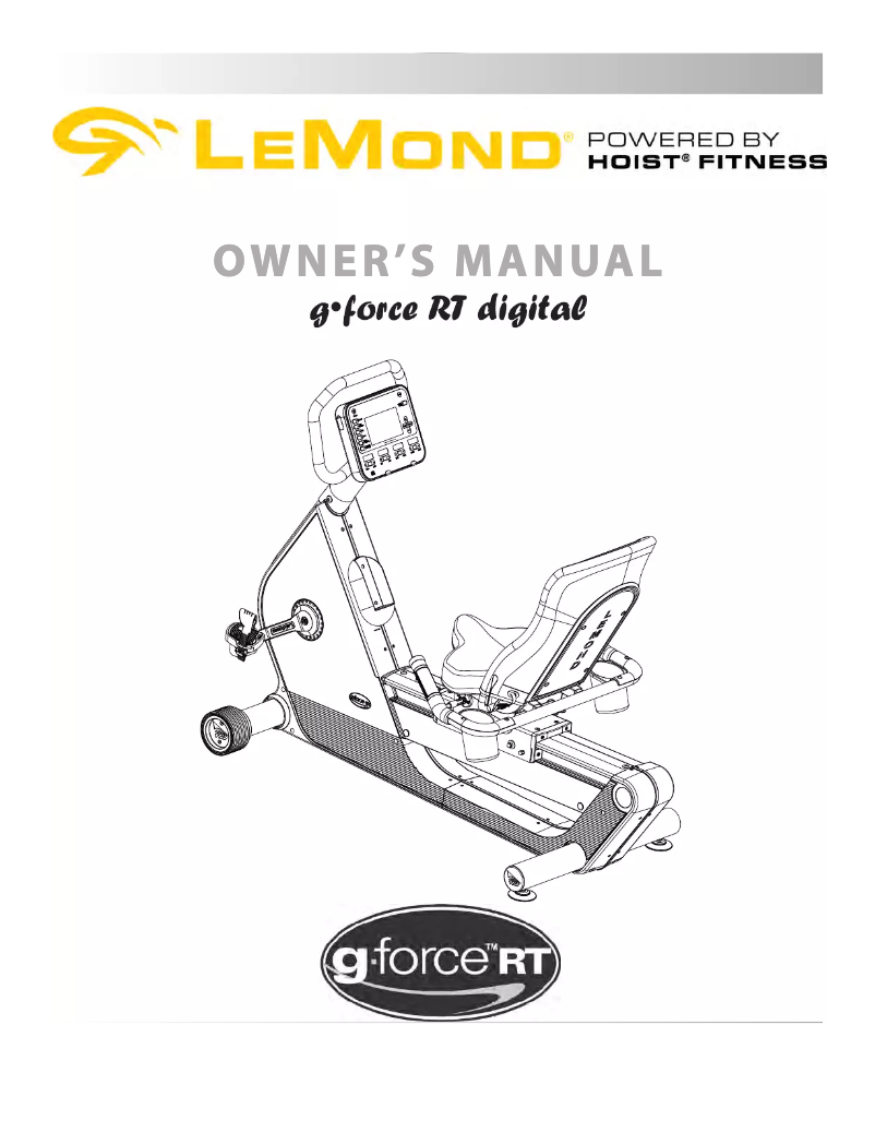 Page 1 of the manual Instruction Manual LeMond Fitness G-FORCE RT