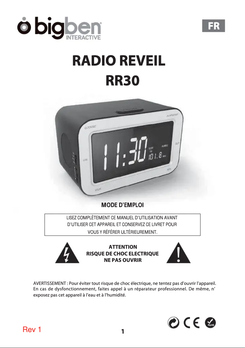 Image de la première page du manuel de l'appareil RR30