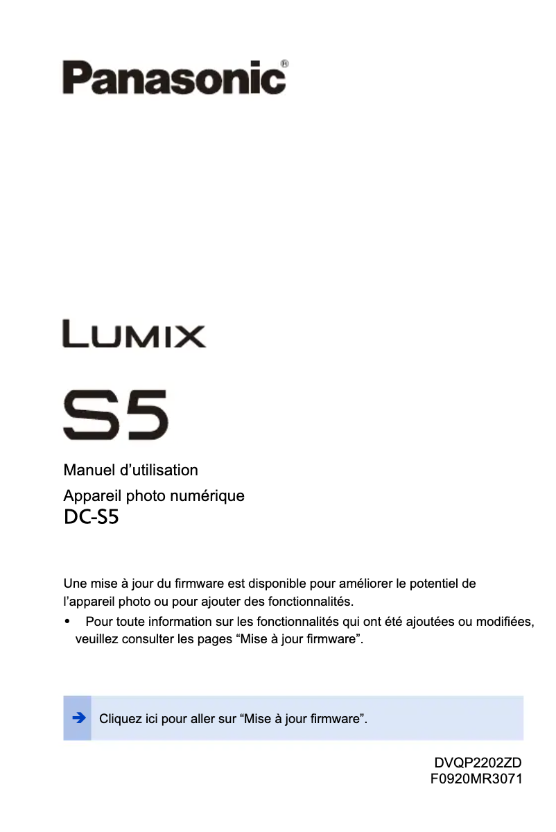 Page 1 of the manual User Manual Panasonic Lumix S5