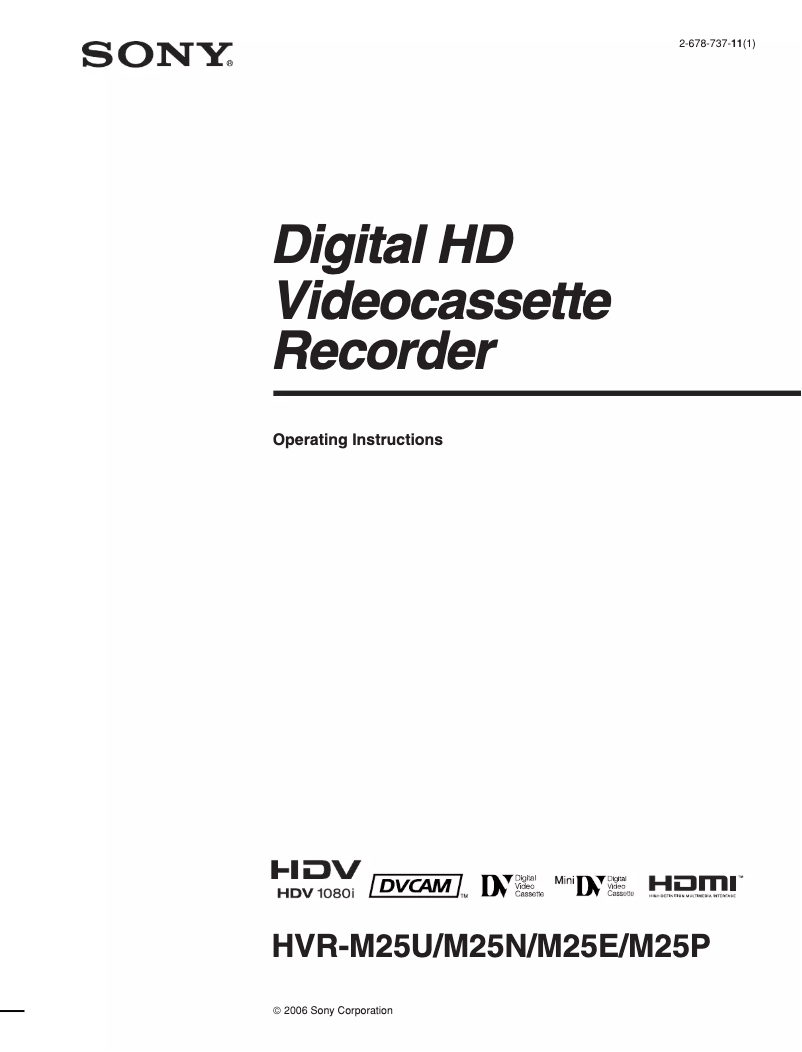 First page image of the manual for HVR-M25P
