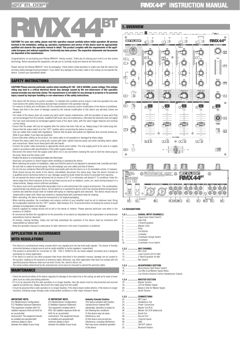 First page image of the manual for RMX-44 BT