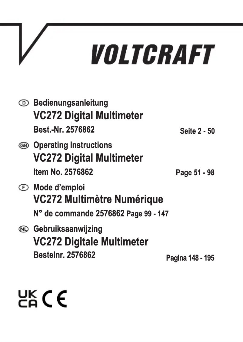 Page 1 of the manual User Manual Voltcraft VC272