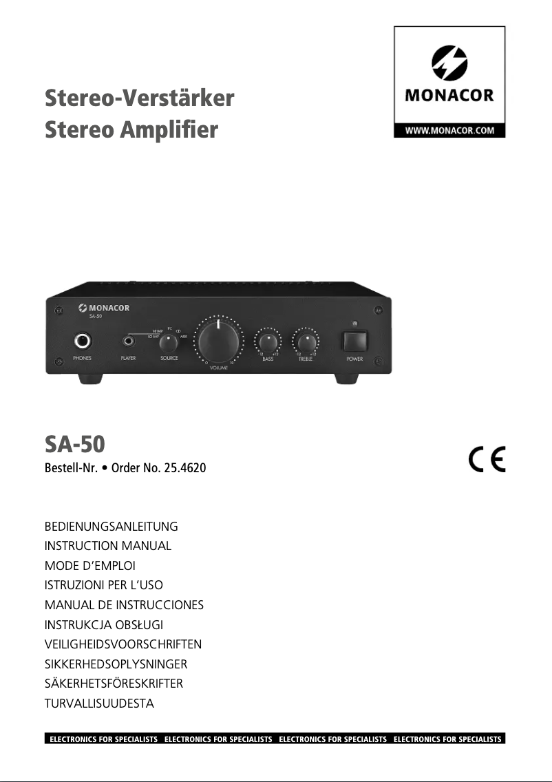 First page image of the manual for SA-50