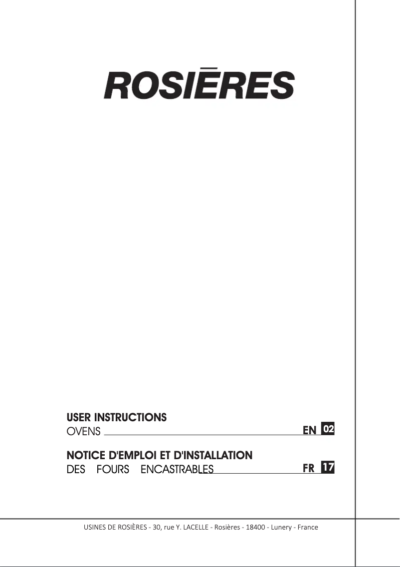 First page image of the manual for RFC3O5879IN