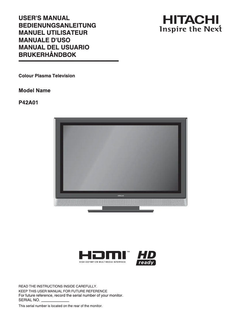 Page 1 of the manual User Manual Hitachi P42A01