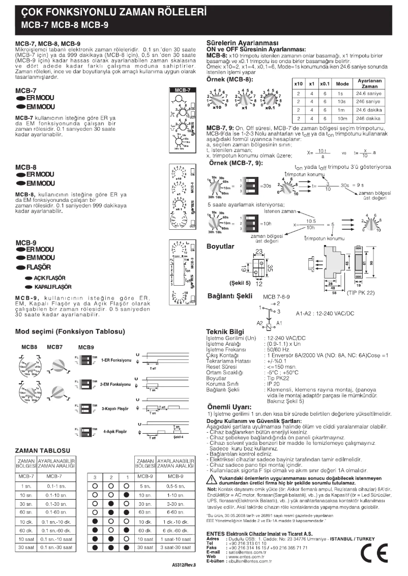Page 1 of the manual Quick Start Guide ENTES MCB-7