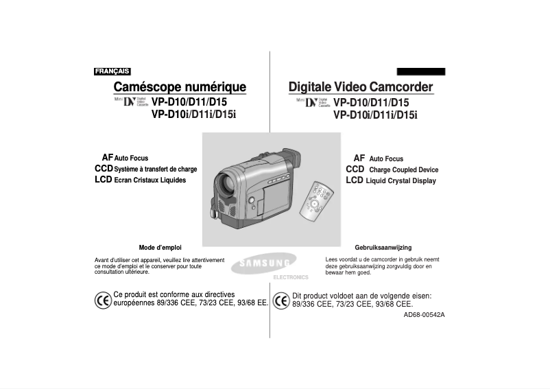 First page image of the manual for VP-D10