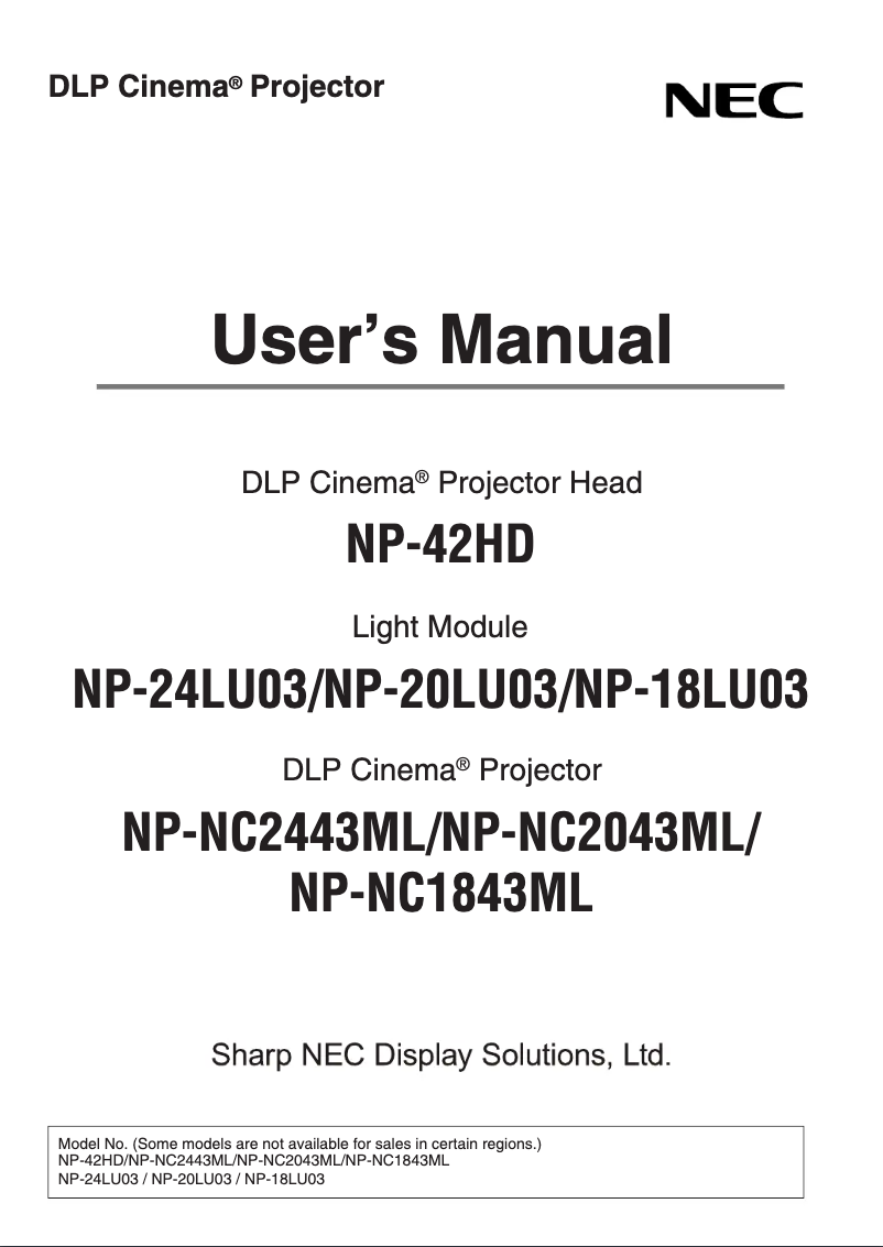 Page 1 of the manual User Manual NEC NC2043ML