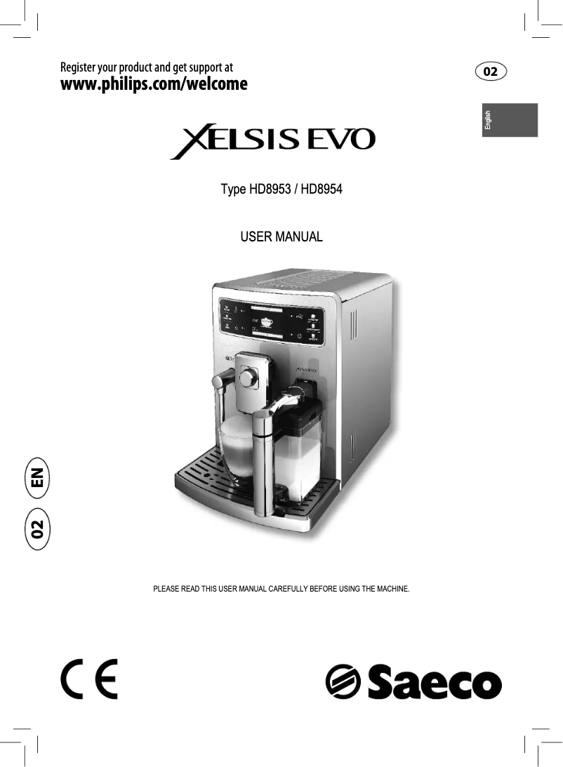 Page 1 of the manual User Manual Philips Saeco Xelsis Evo HD8954