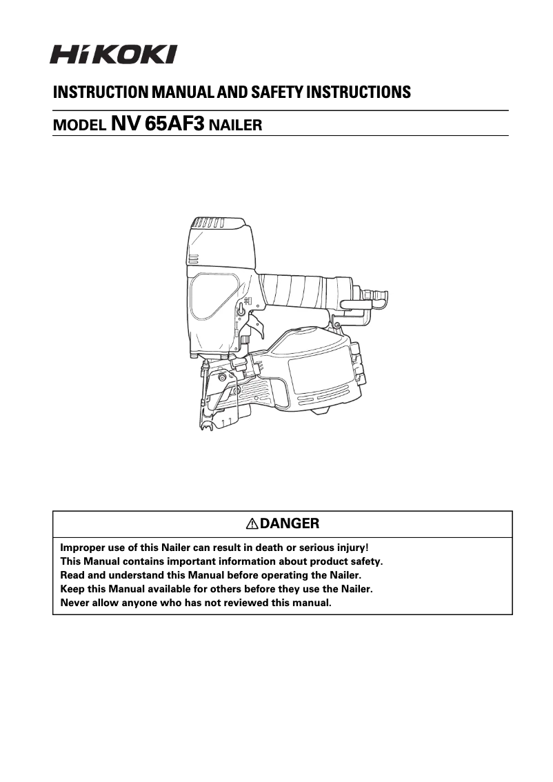 First page image of the manual for NV65AF3