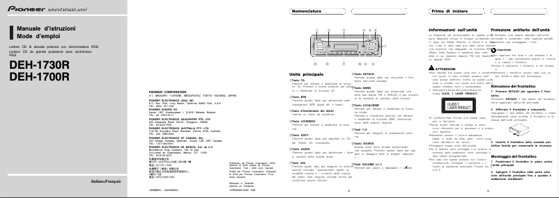 First page image of the manual for DEH-1700R
