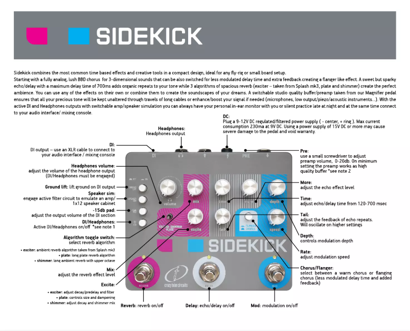 Page 1 of the manual User Manual Crazy Tube Circuits Sidekick