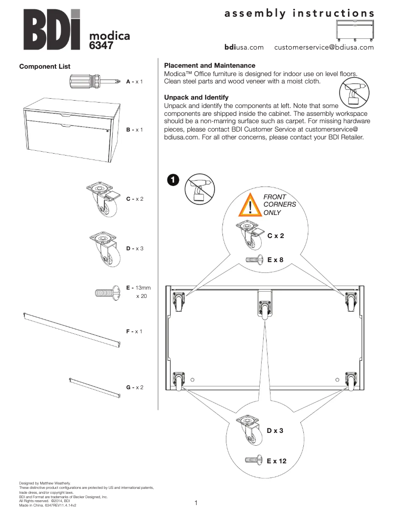 First page image of the manual for Modica 6347