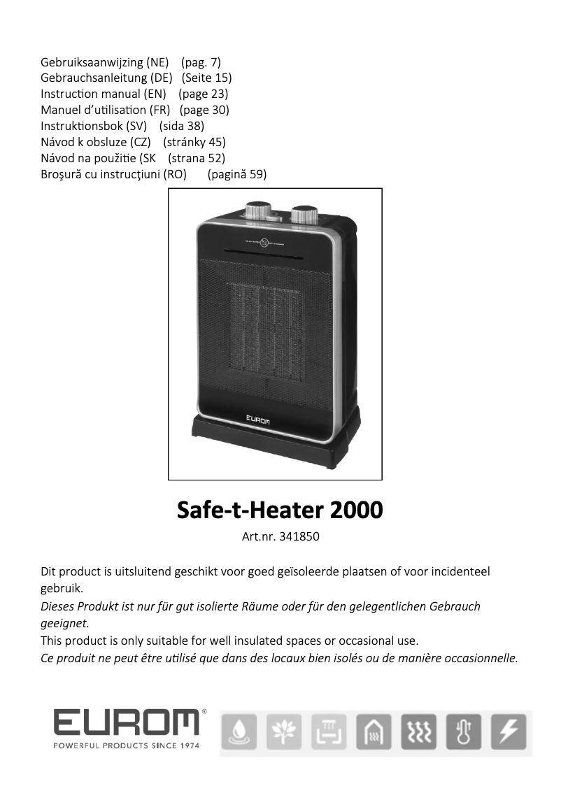 Page 1 of the manual User Manual Eurom Safe-t-Heater 2000