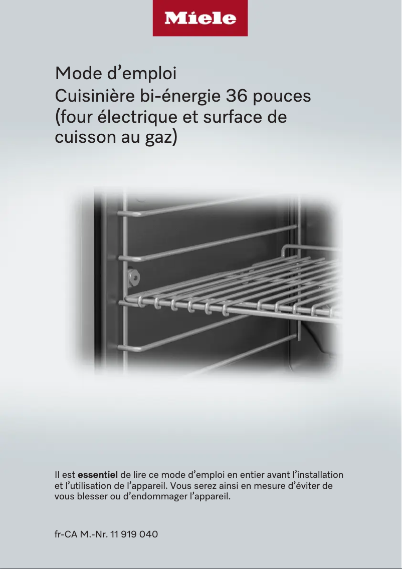Page 1 of the manual Technical Sheet Miele HR 1934-3 G DF