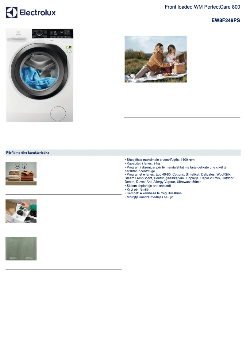 First page image of the manual for EW8F249PS