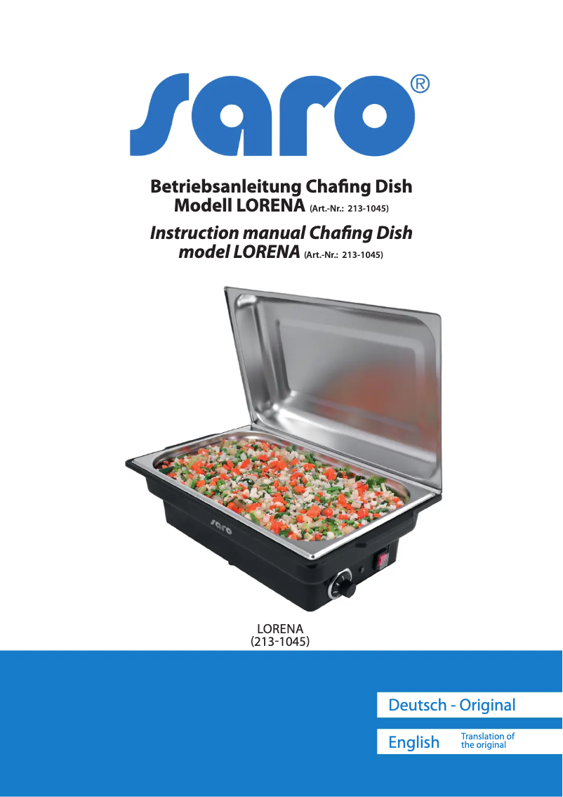 Page 1 of the manual User Manual Saro LORENA 213-1045