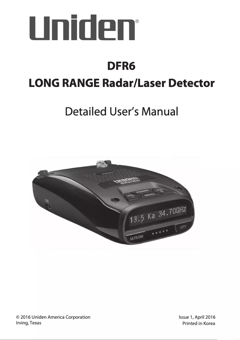 Page 1 of the manual User Manual Uniden DFR6NZ