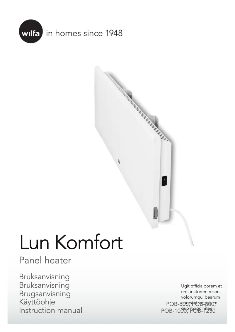 Page 1 of the manual User Manual Wilfa Lun Miljø POB-600